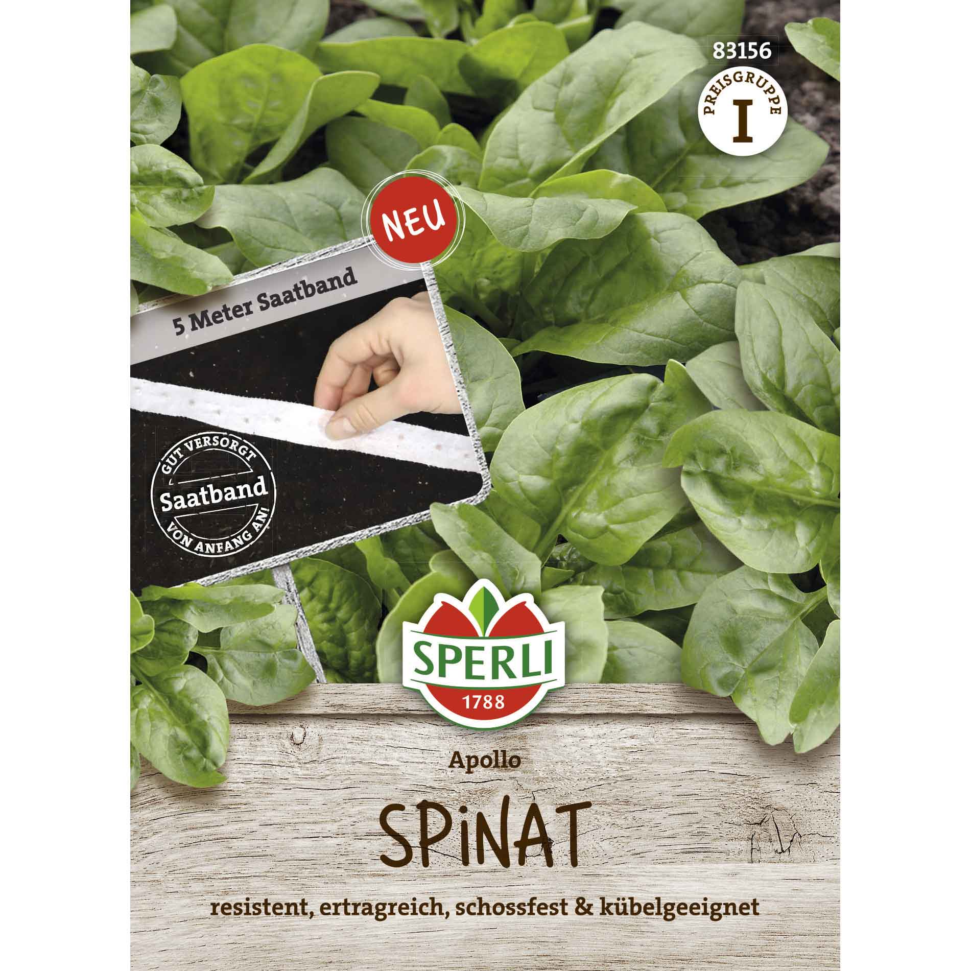 Spinach Apollo, F1, Seed tape