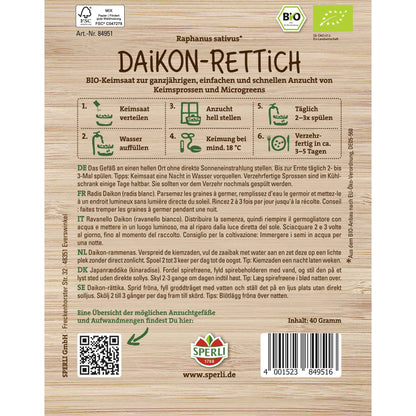 BIO Keimsprossen-Saat Daikon-Rettich