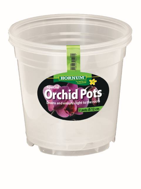 Orchid pots, plastic, clear, 2-pack. oe12 cm. - HORNUM